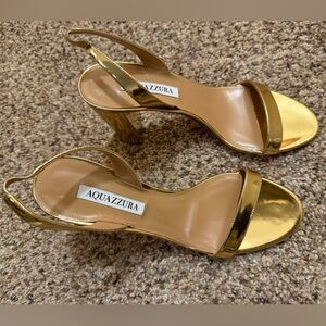 Aquazzura So Nude 85 Soft Gold Slingback Sandal Size 39.5